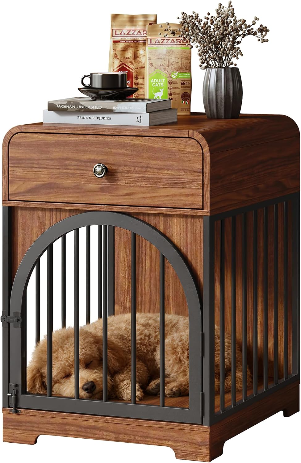 Dog Crate Furniture with Storage Drawer